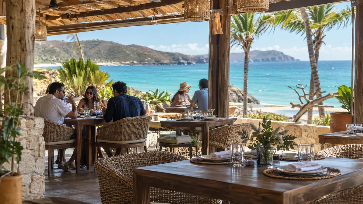 Restaurante frente al mar al atardecer en la Isla de Margarita