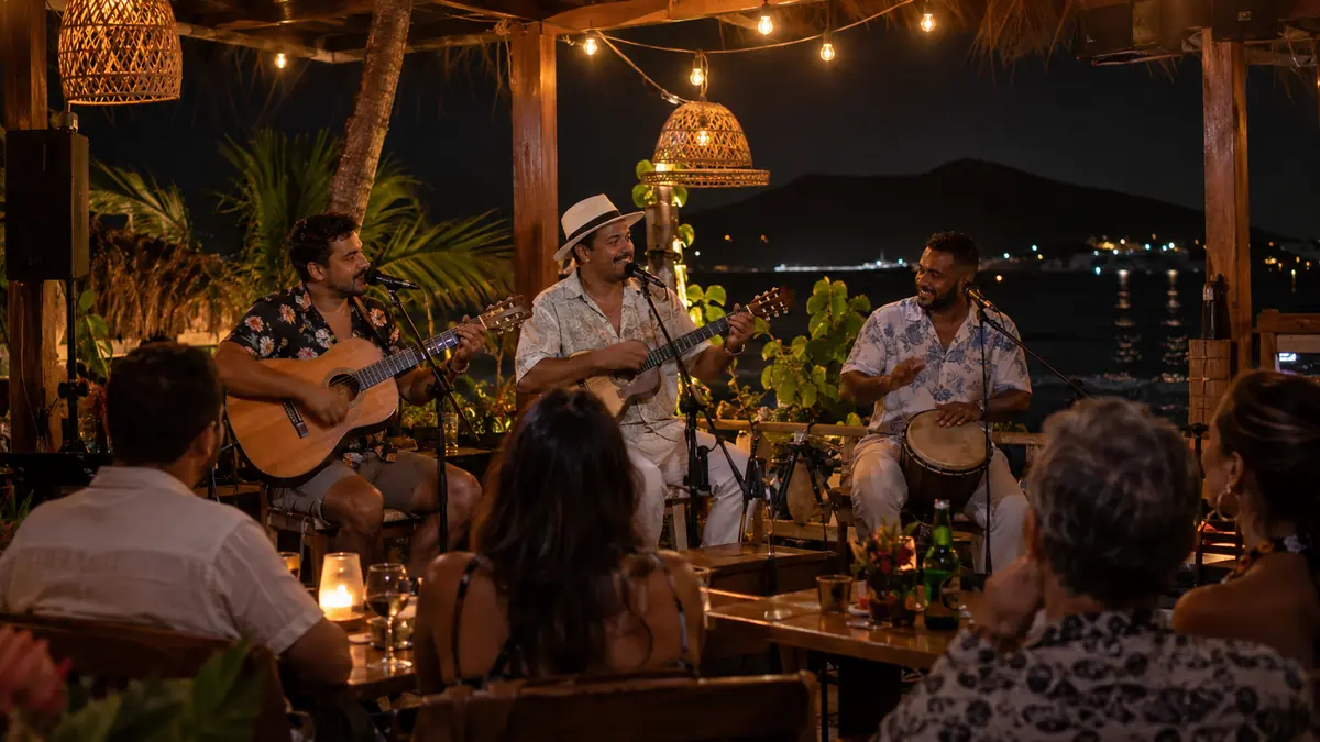 Música en vivo en un bar de la Isla de Margarita